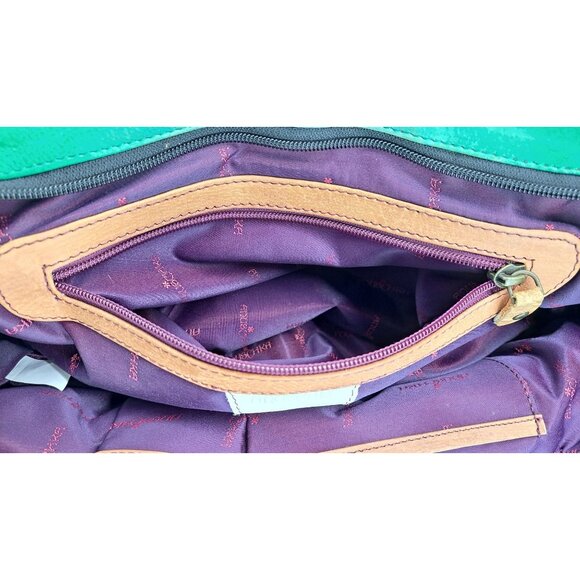 Anuschka Purse Leather Shoulder Bag Large Satchel Hobo Butterfly Floral Green - Picture 7 of 15